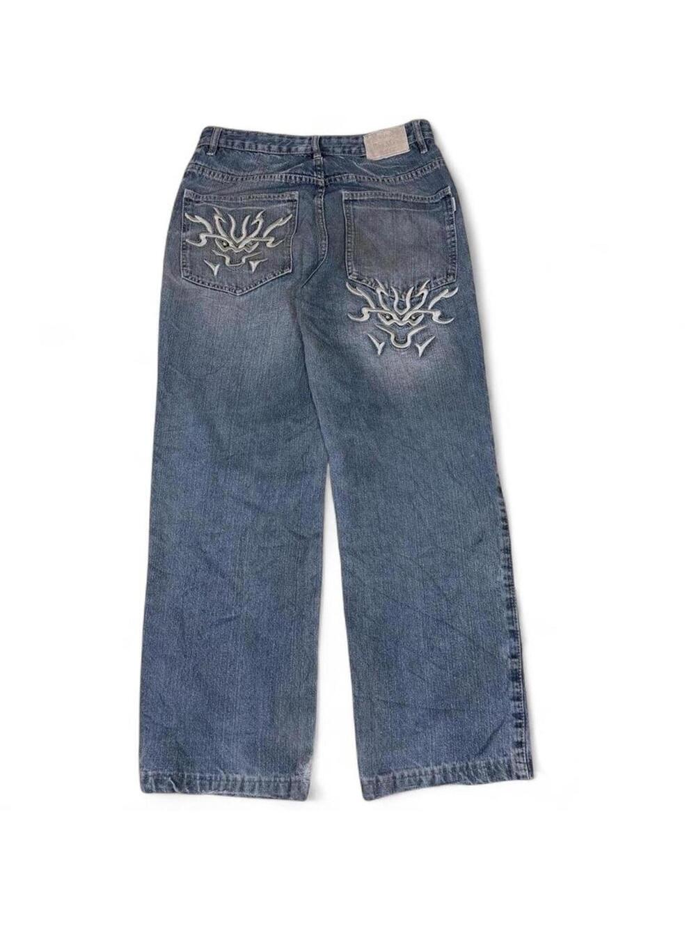 Y2K BUHMMA BAGGY STYLE  COOL EMBROIDERY DESIGN DENIM JEANS